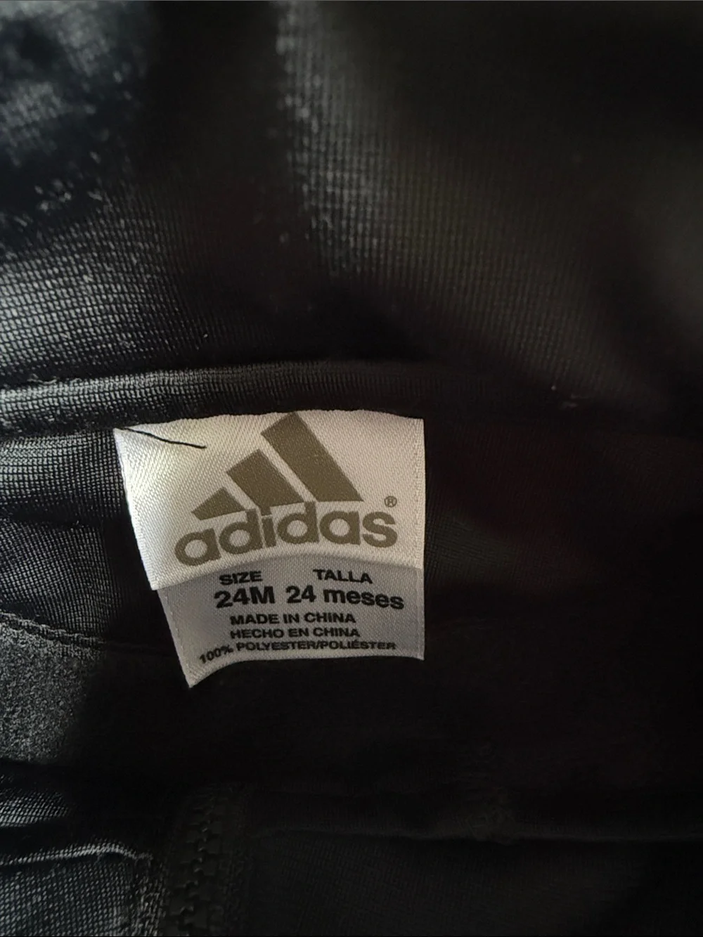 adidas Black Jacket with White Sleeve Stripes size 24 months